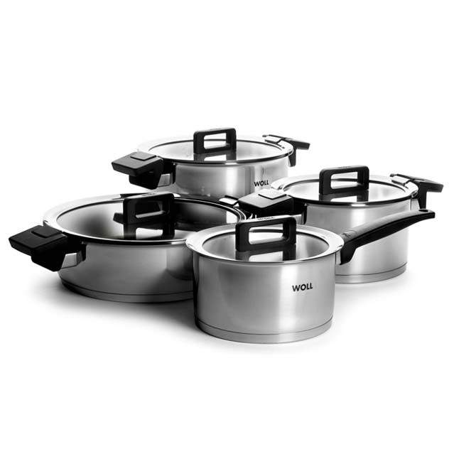 Batería de cocina 4 piezas de acero inox con tapa Concept de Woll