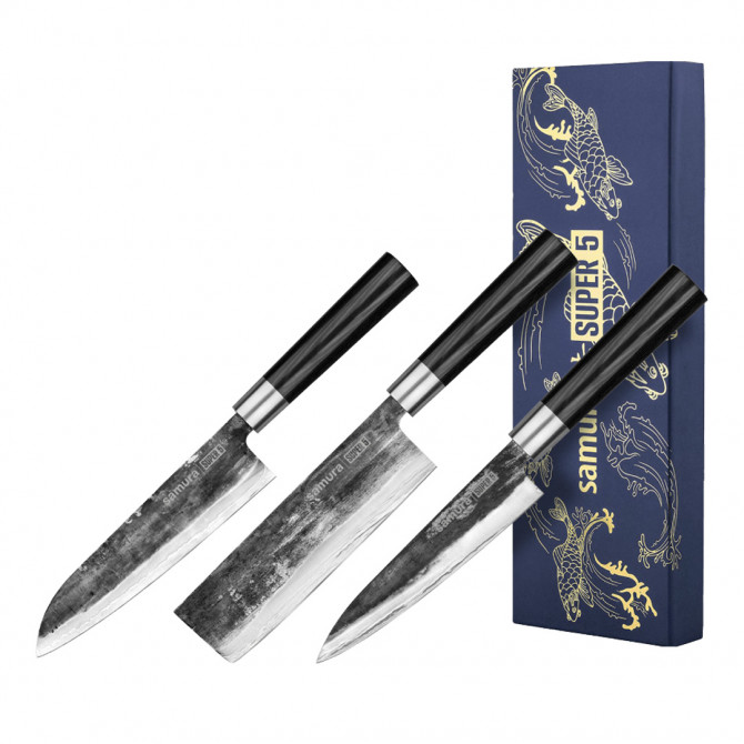 Set regalo 3 cuchillos japoneses Super 5 Samura.de Lecuine