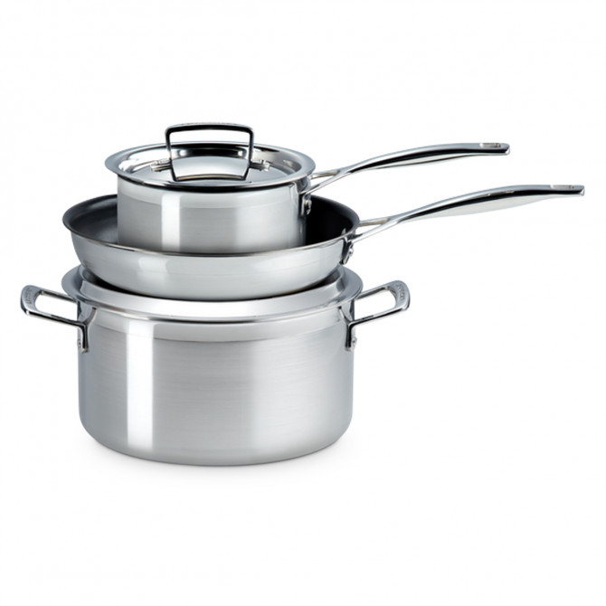 Batterie de cuisine Le Creuset 3 pièces acier inoxydable