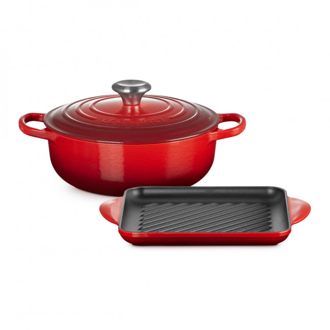 Conjunto 2 peças Le Creuset tacho e grelhador em ferro fundido