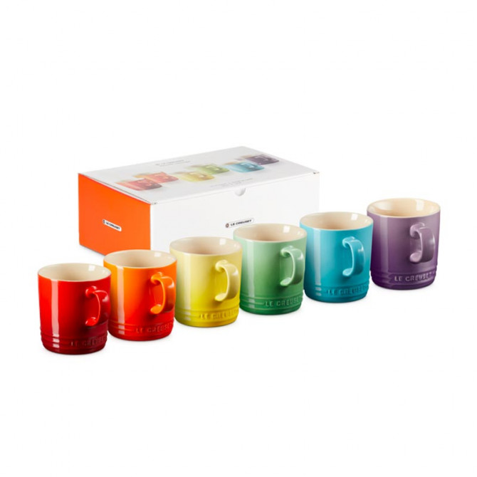 Conjunto 6 canecas arcoíris Le Creuset 350 ml.