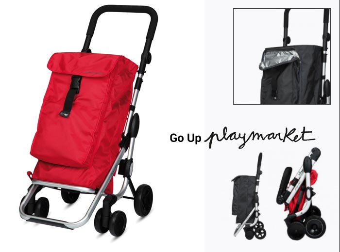Carro de la compra Playmarket Go Plus, plegable, 4 ruedas, color rojo